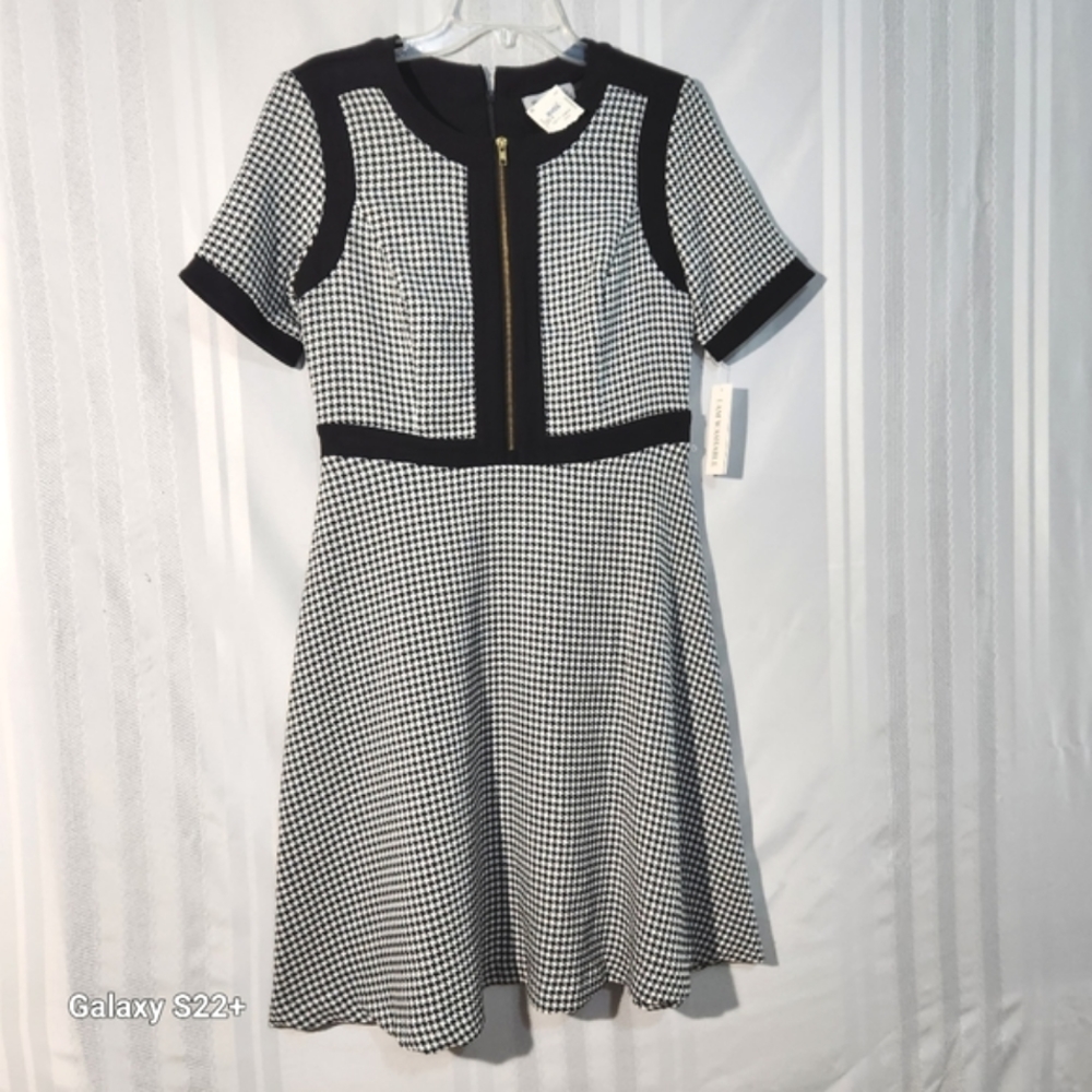 SHELBY AND PALMER CHECKERED COCKTAIL MIDI DRESS SIZE  8